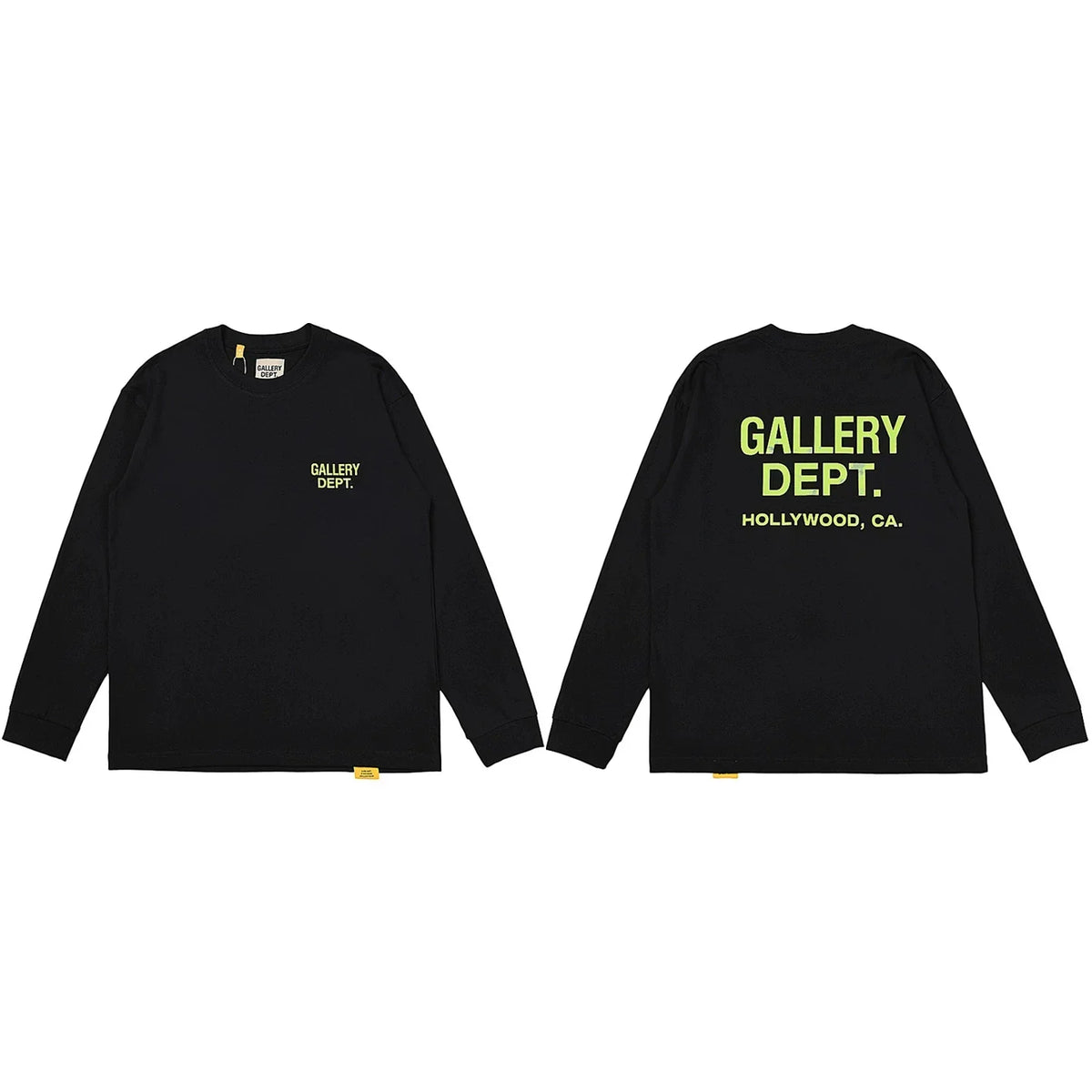 Gallery Dept. Hollywood Logo Long Sleeve T-Shirt - Black/Neon Yellow